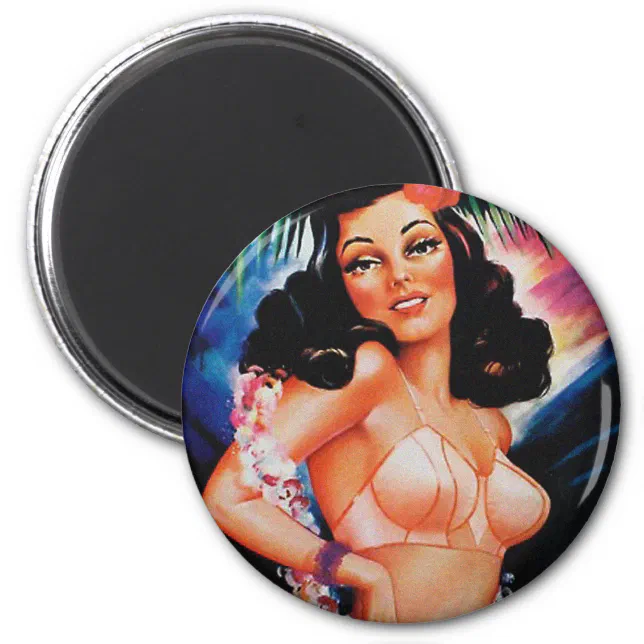 Vintage Bra Brassiere Adola Brand Pin-Up Girl Magnet