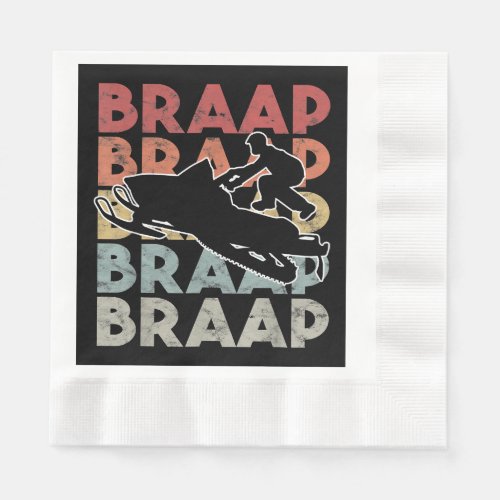 Vintage Braap Snowmobile T_Shirt I Retro Snow Sled Napkins