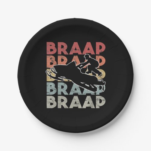 Vintage Braap Snowmobile T_Shirt I Retro Snow Sled Paper Plates