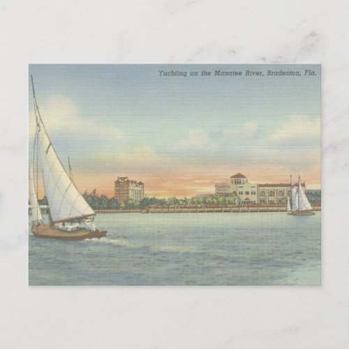 Vintage Bradenton Florida Boats on Manatee River  Postcard