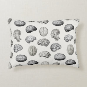 Vintage Brain Anatomy Biology Illustrations Accent Pillow