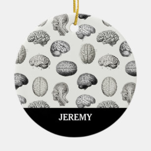 Vintage Brain Anatomy Biology Illustrations Ceramic Ornament