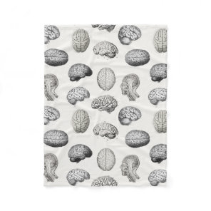 Vintage Brain Anatomy Biology Illustrations Fleece Blanket