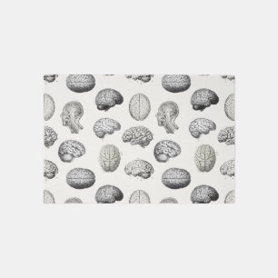 Vintage Brain Anatomy Biology Illustrations Rug