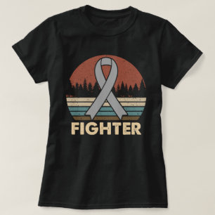 Vintage Brain Cancer Fighter Gray Ribbon  T-Shirt