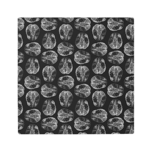 Vintage Brain Diagram Print Pattern Brains Black