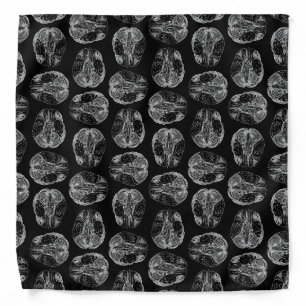 Vintage Brain Diagram Print Pattern Brains Black Bandana