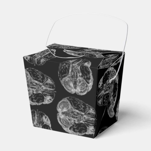 Vintage Brain Diagram Print Pattern Brains Black Favor Boxes