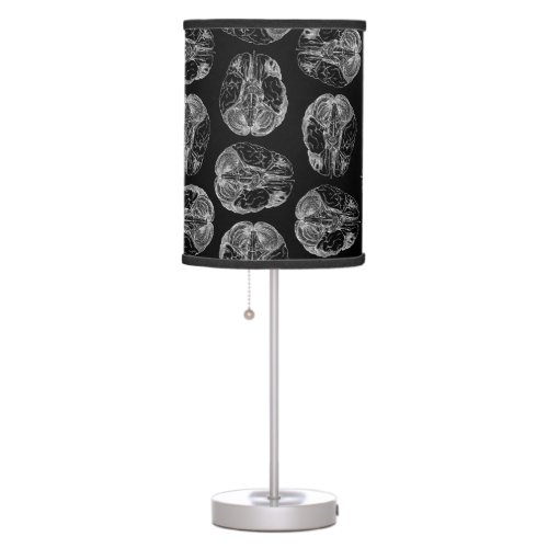 Vintage Brain Diagram Print Pattern Brains Black Table Lamp