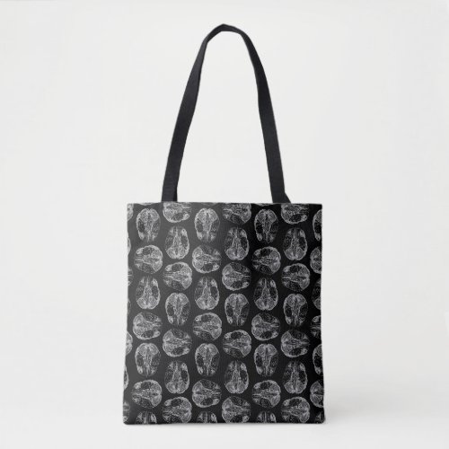 Vintage Brain Diagram Print Pattern Brains Black Tote Bag