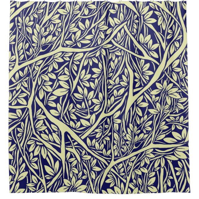 Vintage Branches: Interwoven Tree Pattern Shower Curtain (Front)