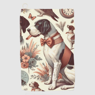 Vintage Braque Français Dog Illustration Golf Towel