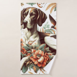 Vintage Braque Français Illustration Bath Towel