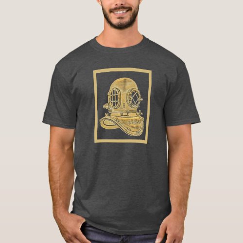 Vintage Brass Diving Helmet Illustration T_Shirt