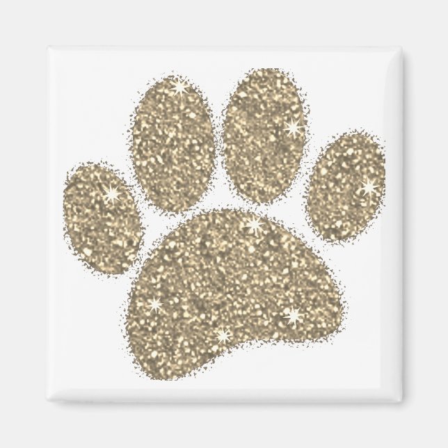 Vintage Brass Faux Glitter Dog Paw Print Magnet (Front)