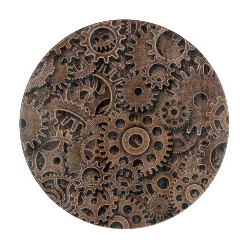 Vintage Brass Gears Top View Cutting Board