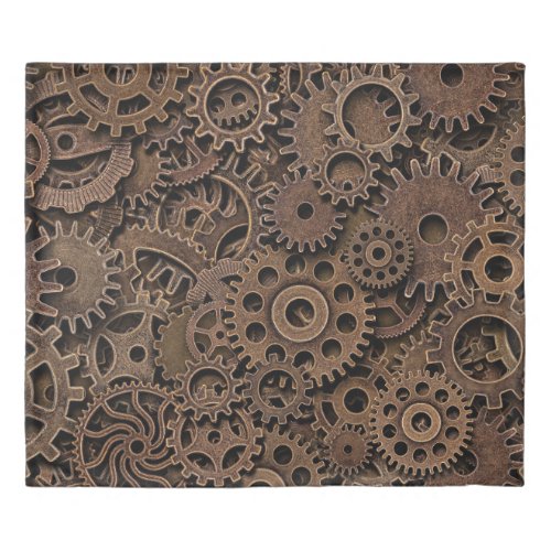 Vintage Brass Gears Top View Duvet Cover
