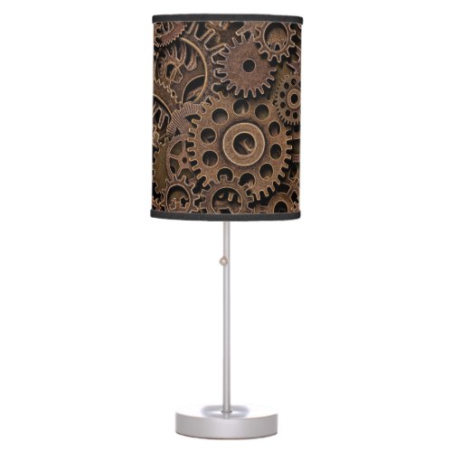 Vintage Brass Gears Top View Table Lamp