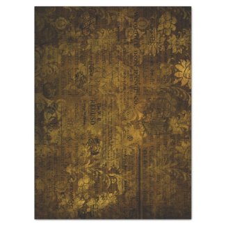 Vintage Brass Gold Grunge Damask Script