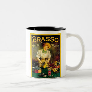 Vintage Brasso Metal Polish Ad Two-Tone Coffee Mug