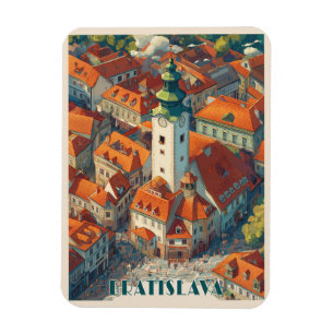 Vintage Bratislava Slovakia Travel, Old Town Tower Magnet