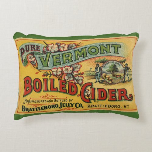Vintage Brattleboro Jelly Boiled Cider Vermont Accent Pillow