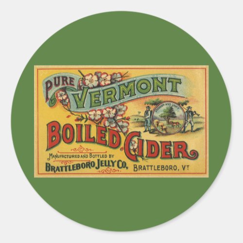 Vintage Brattleboro Jelly Boiled Cider Vermont Classic Round Sticker