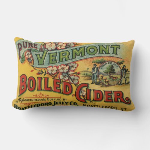 Vintage Brattleboro Jelly Boiled Cider Vermont Lumbar Pillow