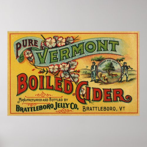 Vintage Brattleboro Jelly Boiled Cider Vermont Poster
