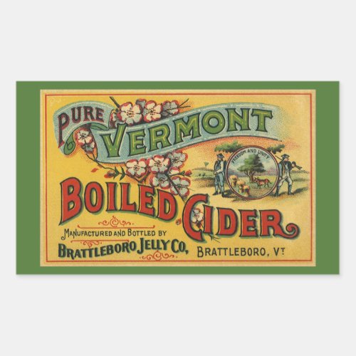 Vintage Brattleboro Jelly Boiled Cider Vermont Rectangular Sticker