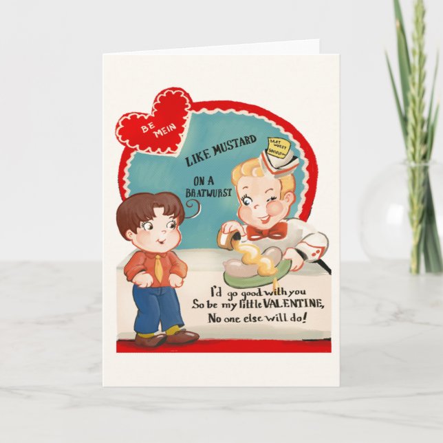 Vintage Bratwurst Sausage Valentine's Day Card (Front)