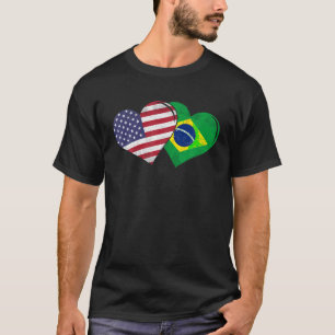 Vintage Brazil American Flag Heart For Brazilian T T-Shirt