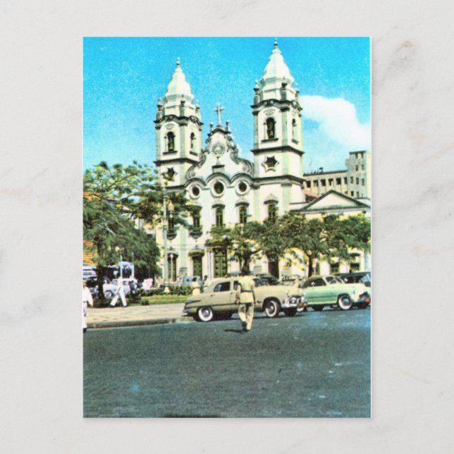Vintage    Brazil Recife, Baroque Cathedral Postcard (Front)