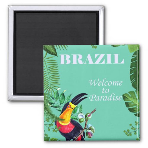 Vintage Brazil Welcome to Paradise Travel Magnet
