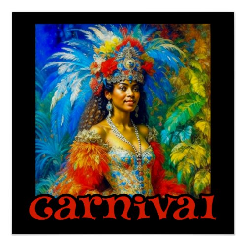 Vintage Brazilian Carnival Dancer Poster