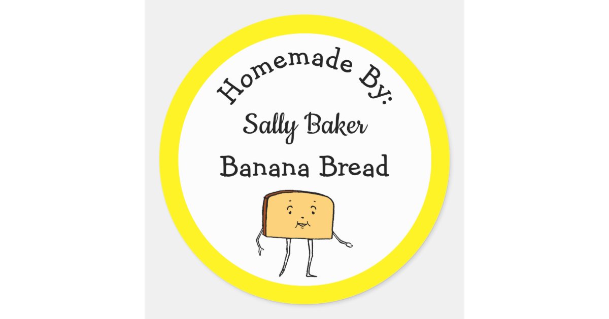 Vintage Bread Slice Custom Yellow Baking Sticker | Zazzle