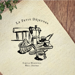 Vintage Breakfast Café Illustration Rubber Stamp