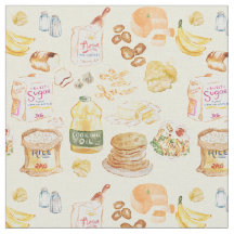 vintage breakfast watercolor pattern- flour, bread