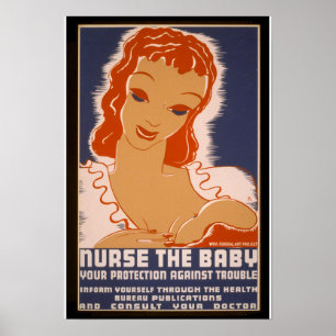 Vintage Breastfeed Baby Poster