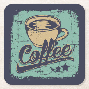 Vintage Brew Elegance Square Paper Coaster