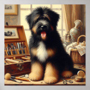Vintage Briard Dog Painting Poster