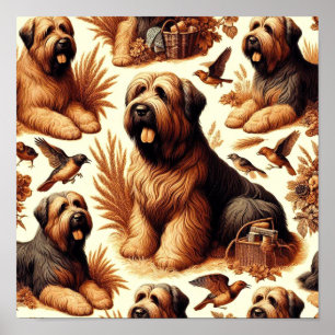 Vintage Briard Dog Seamless Poster
