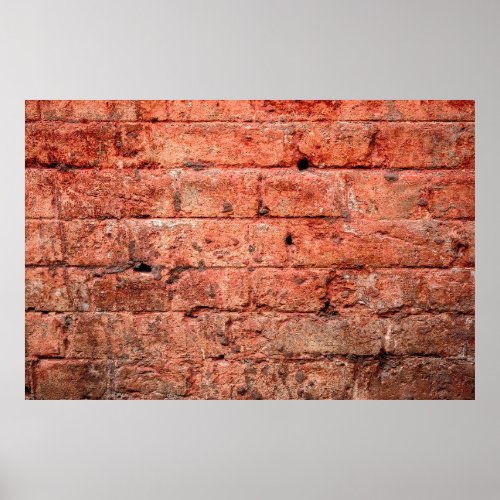 Vintage brick wall with some stones in it  brick  poster