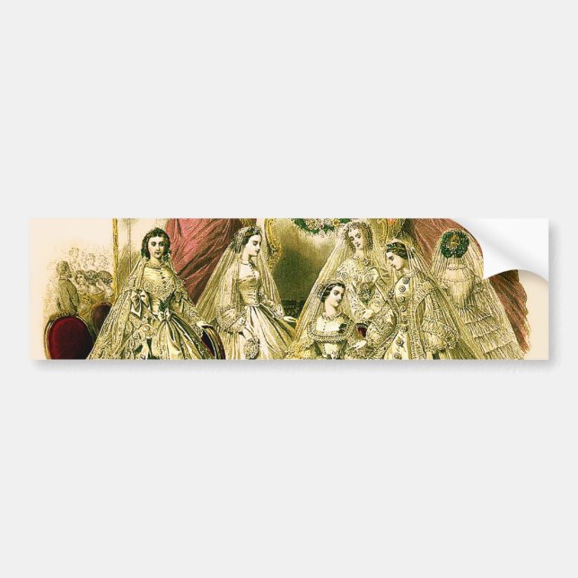 Vintage Bridal Brides Antique White Wedding Bumper Sticker (Front)