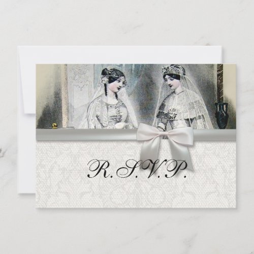 Vintage Bridal Brides Antique White Wedding Invitation