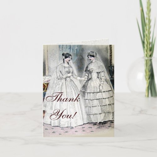 Vintage Bridal Brides Antique White Wedding Thank You Card