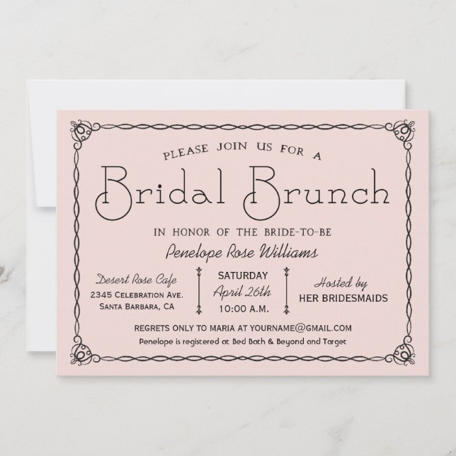 Vintage Bridal Brunch Bridal Shower Invitations (Front)