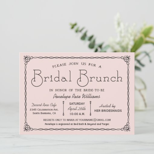 Vintage Bridal Brunch Bridal Shower Invitations | Zazzle