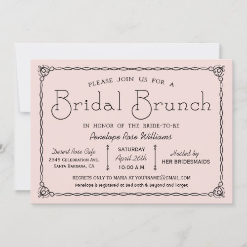Vintage Bridal Brunch Bridal Shower Invitations