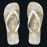 Vintage Bridal Country Rustic Burlap and Lace Flip Flops<br><div class="desc">Vintage Bridal Country Rustic Burlap and Lace Flip Flops - decorated with a burlap and lace printed background. Use for bridal shower gifts,  Christmas gifts and more.</div>